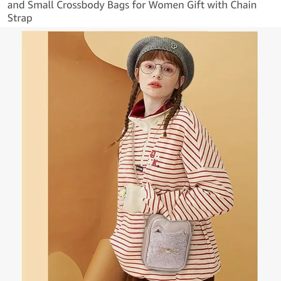 Glittery Cat Mini Bag with Chain Strap - Picture 7 of 12